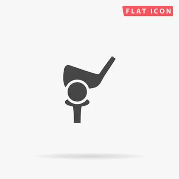 Golf Ball And Putter flat vector icon. Hand drawn style design illustrations Stock Illustration