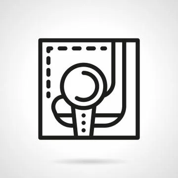 Golf ball and putter simple black line vector icon Stock Illustration