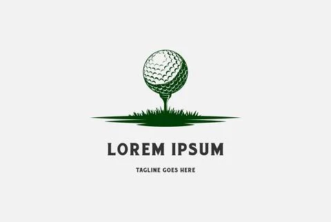 Golf Ball and Tee with Grass for Sport Club Logo Design Vector Stock Illustration