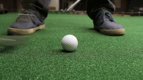 Golf Ball Being Hit on Mini Golf Course Stock Footage 71366864