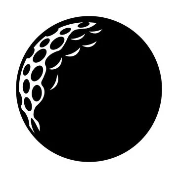 Golf ball black vector icon on white background Stock Illustration
