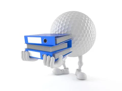 Golf ball character carrying ring binders Stock Illustration