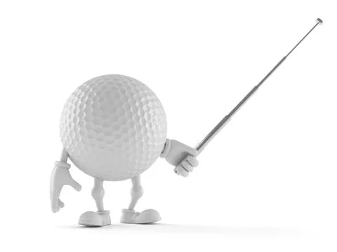 Golf ball character with pointer stick Illustrazione stock