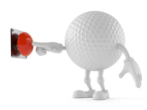 Golf ball character with push button Stock Illustration