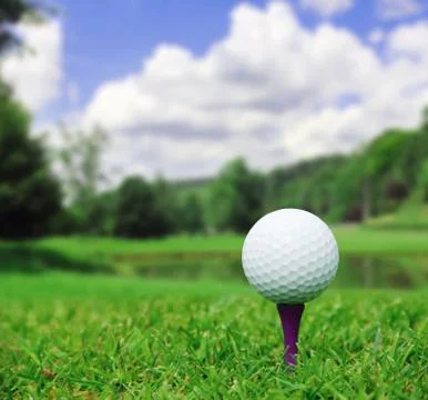 Golf ball on course Stock Photos