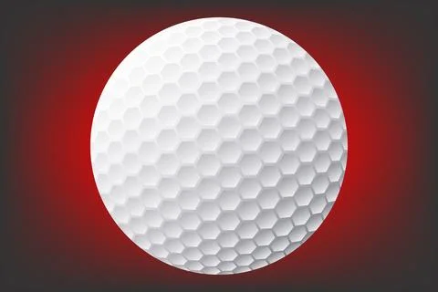 Golf Ball on Dark Red Gradient Background Realistic 3D Golf Sports Illustration Stock Illustration