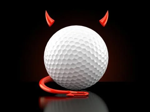Golf ball with devil horns and tail Stock Illustration