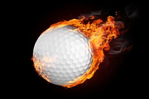 Golf ball on fire flying down - illustration Stock Illustration