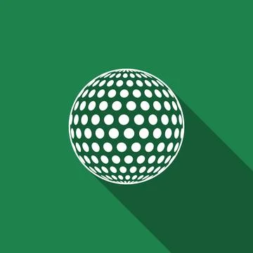 Golf ball flat icon with long shadow. Vector Illustration Stock Illustration
