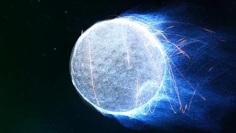 Golf Ball Flying in Flames Stock Illustration