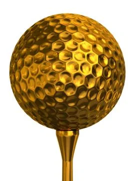 Golf ball gold on tee Stock Illustration