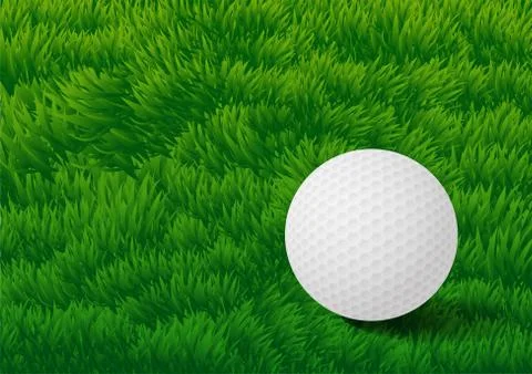 Golf ball on Grass Field background-Vector Illustration Stock Illustration