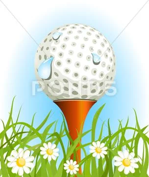 Golf ball on the grass Stock Illustration