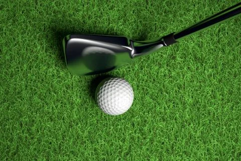 Golf ball on green grass Stock Illustration