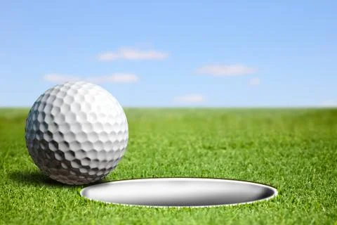 Golf ball at the hole Stock Illustration