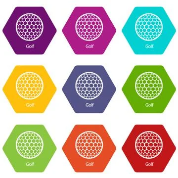 Golf ball icons set 9 vector Stock Illustration