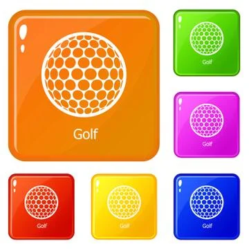 Golf ball icons set vector color Stock Illustration