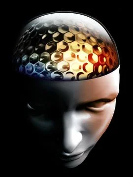Golf ball idea in human brain and head Stock Illustration