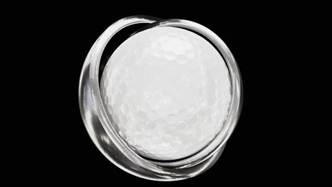 Golf ball inside of two brushed steel hemispheres looping 3D animation Stock Footage 221143644