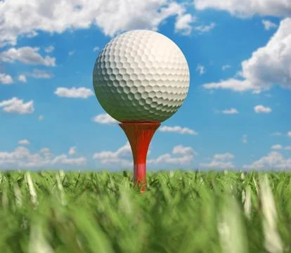 Golf ball isolated on tee in the grass. Stock Illustration