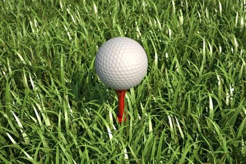 Golf ball isolated on tee in the grass. Stock Illustration