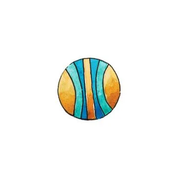 A golf ball, isolated on a white background. Yellow and blue color. Stock Illustration