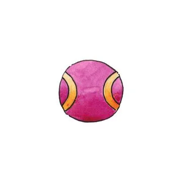 A golf ball, isolated on a white background. Yellow and pink color. Stock Illustration