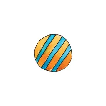 A golf ball, isolated on a white background. Turquoise and yellow color. Stock Illustration