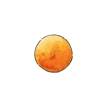 A golf ball, isolated on a white background. Orange circle. Stock Illustration