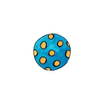 A golf ball, isolated on a white background. Blue and yellow color. Stock Illustration