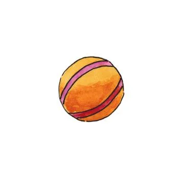 A golf ball, isolated on a white background. Yellow and pink color. Stock Illustration