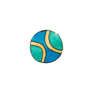 A golf ball, isolated on a white background. Yellow, green and blue color. Stock Illustration