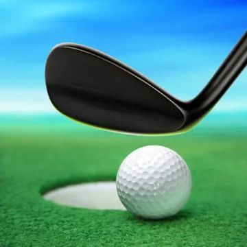 Golf ball on lip 写真素材
