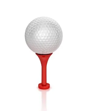 Golf ball over tee, on white surface Stock Illustration