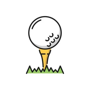 Golf ball on putter in grass isolated flat icon Stock Illustration