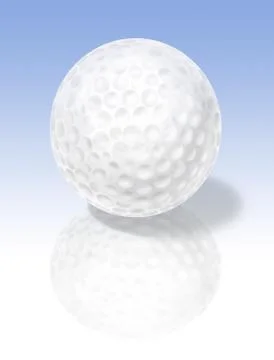 Golf ball on reflective surface Stock Illustration