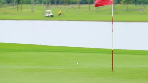 Golf Ball Rolling on the Green Stock Footage 122064633