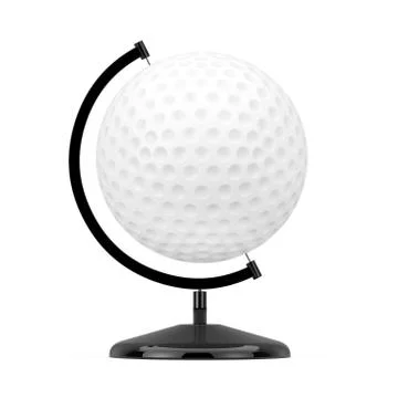 Golf Ball in the Shape of Earth Globe. 3d Rendering Stock Illustration