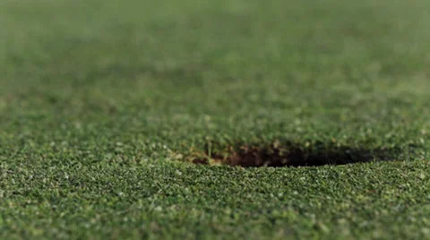 Golf ball sinks into hole Stock Footage 37112768