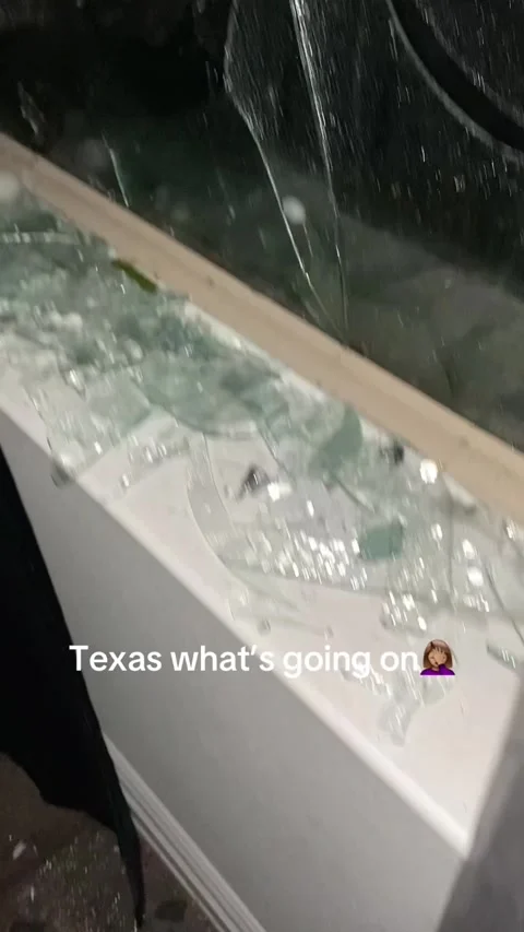 Golf Ball-Sized Hail Breaks Window and Cracks Windshield, Waxahachie, Texas, USA Stock Footage 303933394