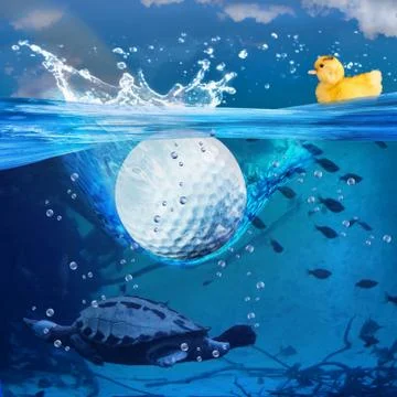 Golf ball splash. Stock Photos