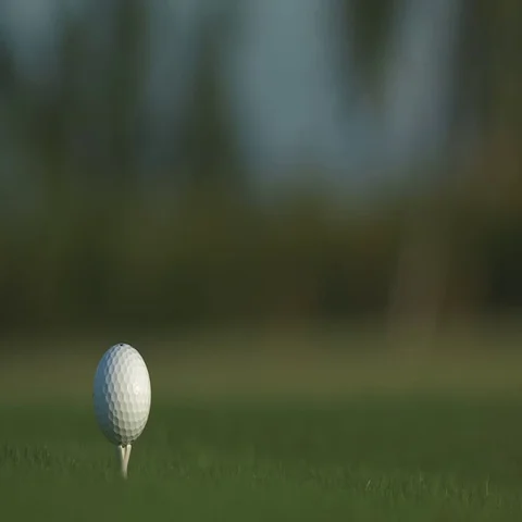 Golf ball standing on a tee before impact Stock Footage 69329772