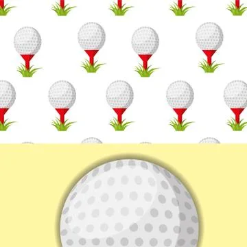 Golf ball on tee and grass sport competition pattern Stock Illustration