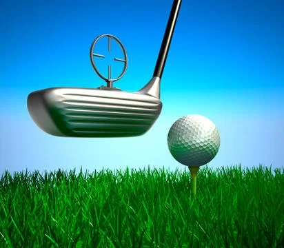 Golf ball on tee and target, concept Stock Illustration