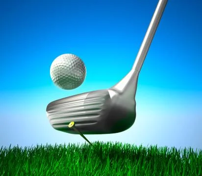 Golf ball on tee and target, concept Stock Illustration