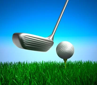 Golf ball on tee and target, concept Stock Illustration