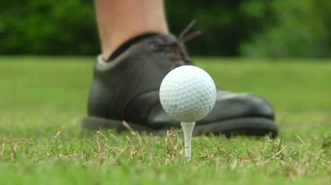 Golf ball Tee Off (close up) Stock Footage
