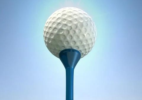 Golf ball on tee close Stock Illustration
