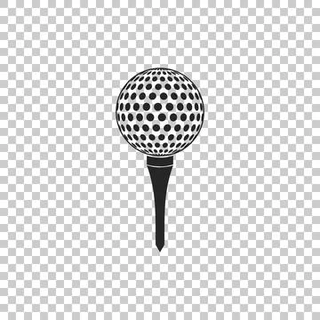 Golf ball on tee icon isolated on transparent background. Flat design. Vector Stockillustratie