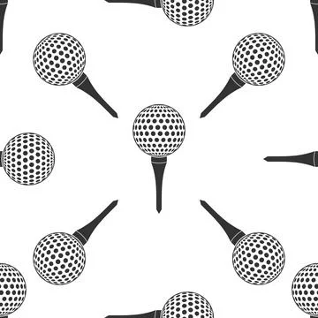 Golf ball on tee icon seamless pattern on white background. Flat design. Vector イラスト素材
